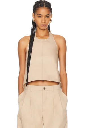 WARDROBE.NYC Drill Backless Halter Top in - Beige. Size L (also in M, XL, XXS).