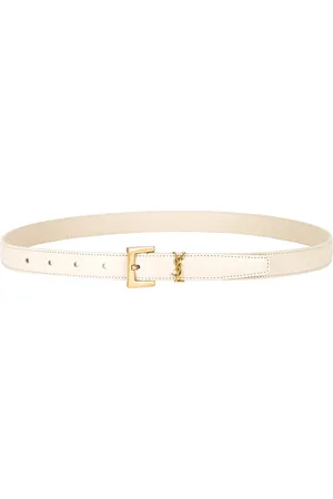 Saint Laurent Logo Leather Belt in - White. Size 65 (also in 70, 75, 80, 85, 90).