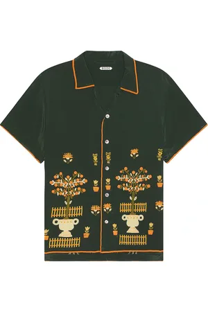 BODE Beaded Paddock Sampler Short Sleeve Shirt in - Green. Size L (also in M, S).
