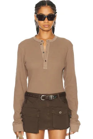 Acne Studios Henley Long Sleeve Top in - Brown. Size XS (also in ).