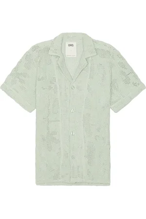 Oas Galbanum Cuba Crochet Shirt in - Green. Size L (also in M, S, XL/1X).