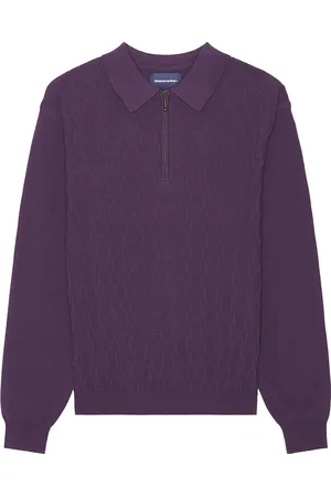 This Is Never That Cable Knit Zip Polo in - Blue. Size S (also in ).