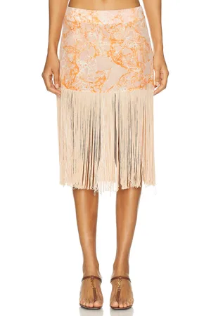 Adriana Degreas Bulles De Mer Fringes Mini Skirt in - Peach. Size M (also in ).