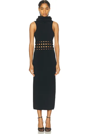 Alaïa Hooded Highneck Dress in - Black. Size 40 (also in 38).