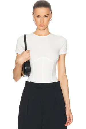FLEUR DU MAL Organic Cotton T-Shirt Bodysuit in - White. Size L (also in M, S, XS).