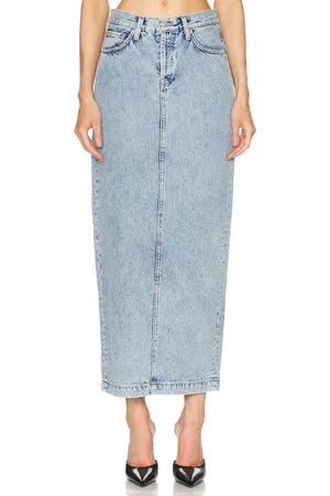 WARDROBE.NYC Column Skirt in - Denim-Light. Size 24 (also in 25, 26, 27, 28, 29, 30).