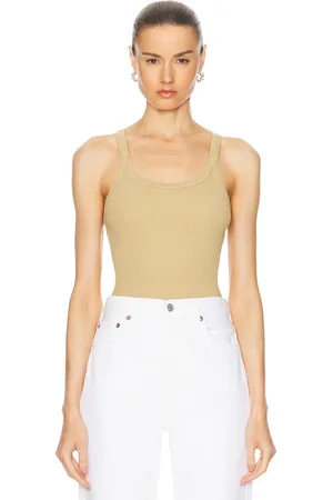 RE/DONE Cropped Ribbed Tank in - Beige. Size L (also in XL).