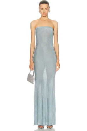 SER.O.YA Narissa Metallic Knit Maxi Dress in - Blue. Size L (also in XL).