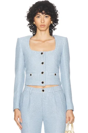 Alessandra Rich Tweed Jacket in - Baby Blue. Size 40 (also in 42).