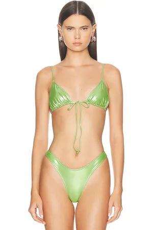 Heavy Manners X Elsa Hosk Triangle Front Tie Bikini Top in - Green. Size M (also in ).