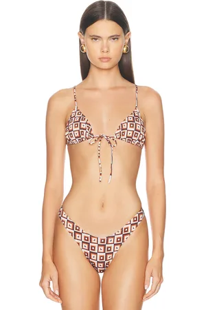 Heavy Manners X Elsa Hosk Triangle Front Tie Bikini Top in - Brown. Size L (also in ).