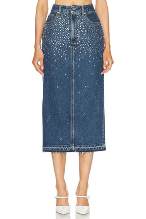 Alessandra Rich Denim Midi Skirt in - Denim-Dark. Size 24 (also in ).