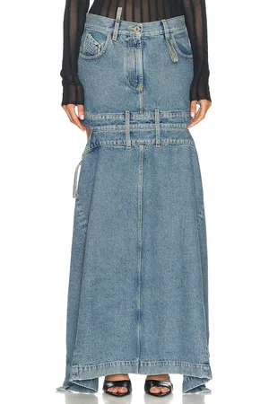 The Attico Long Cut-out Skirt in - Denim-Medium. Size 24 (also in 25, 26, 27, 28, 29).