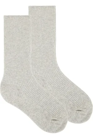 ÉTERNE Classic Rib Socks in - Grey. Size all.