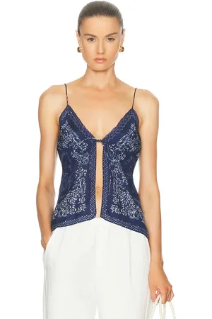 LOVESHACKFANCY Tivelo Top in - Navy. Size L (also in ).