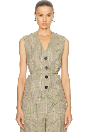 Bottega Veneta Tailored Vest in Beige Yellow & Blue - Beige. Size 40 (also in ).