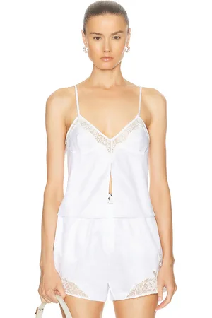 FLEUR DU MAL Lace Insert Poplin Cami in - . Size L (also in M, S).