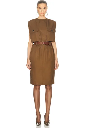 Saint Laurent Utility Midi Dress in - Brown. Size 38 (also in 36, 40, 42).
