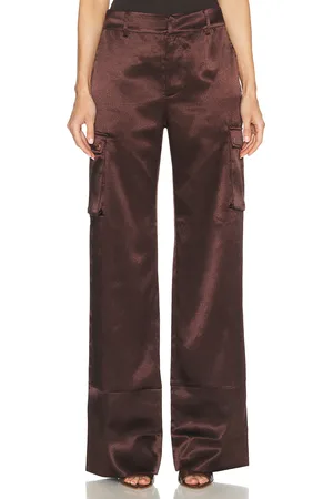 SER.O.YA Galia Satin Cargo Pant in - Brown. Size M (also in S).