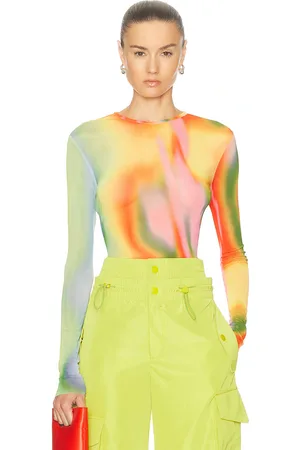 MONSE Rainbow Heatwave Mesh Top in - Yellow. Size XS (also in ).