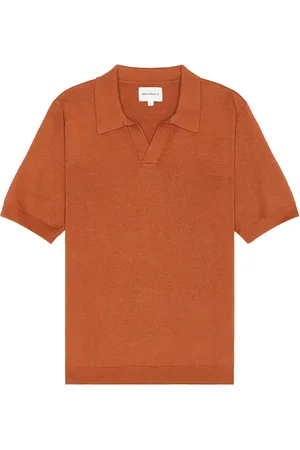 Norse projects Leif Cotton Linen Polo in - Rust. Size L (also in S).