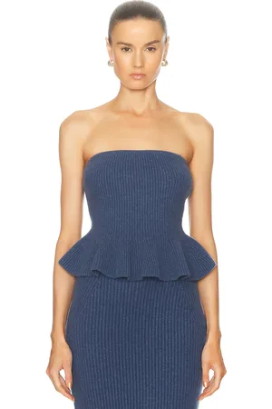 GABRIELA HEARST Hoffman Peplum Top in - Blue. Size L (also in S).
