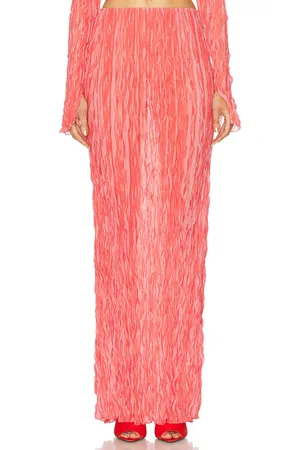 LAPOINTE Pleated Georgette Mermaid Skirt in - Coral. Size M (also in ).