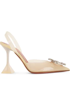 Amina Muaddi Begum 95 Glass Sling Pump in - Cream. Size 36 (also in 39, 39.5).