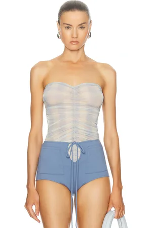 Jade Cropper Ruched Bandeau Top in - Blue. Size 38/M (also in 36/S, 40/L).