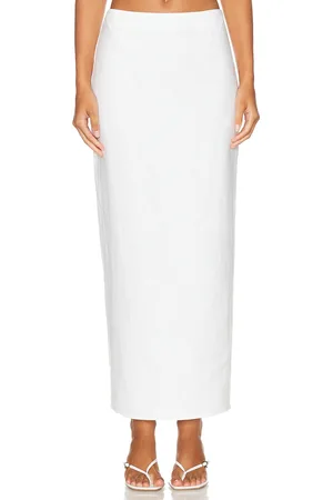 Helsa Linen Maxi Skirt in - White. Size XL (also in L, XXS).