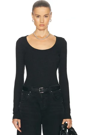 AGOLDE Corey Scoop Neck Tee in - Charcoal. Size M (also in S).