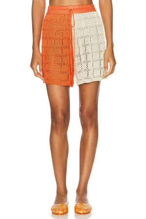 Calle Del Mar For FWRD Two-tone Patchwork Short in - Orange. Size L (also in ).