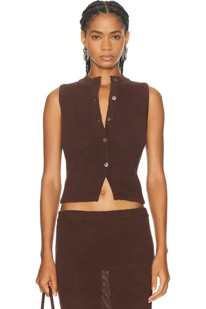 SER.O.YA Alani Knit Vest Top in - Brown. Size L (also in M, S, XL).