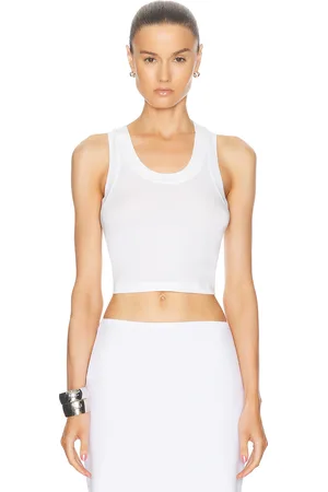 Norma Kamali Cropped Racer Tee in - White. Size L (also in M, XL).