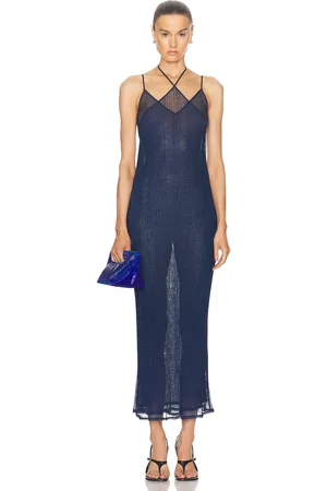 PRISCAVera Metallic Double Layer Dress in - Navy. Size L (also in ).