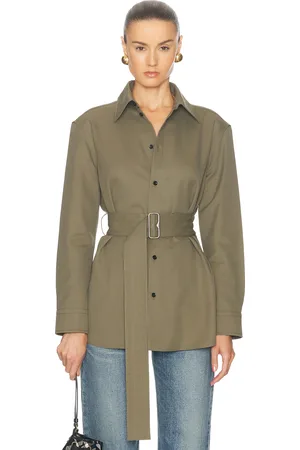 Burberry Belted Button Up Top in - Olive. Size 2 (also in 6).