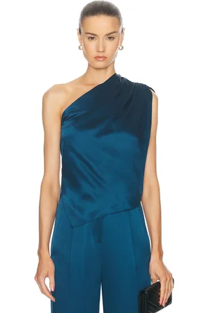 The Sei Asymmetric Slant Top in - Green. Size 0 (also in ).