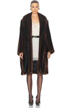 Saint Laurent Faux Fur Coat in - Brown. Size 36 (also in ).
