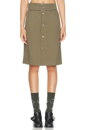 Burberry Belted Midi Skirt in - Olive. Size 0 (also in 2, 4).