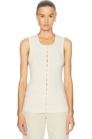 LEMAIRE Sleeveless Fitted Cardigan in - Cream. Size L (also in M, XS).