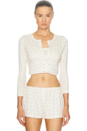 Cou Cou Intimates The Cropped Cardigan in - Cream. Size XS (also in ).