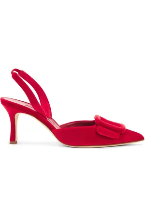 Manolo Blahnik Maysli 70 Velvet Pump in - Red. Size 37 (also in 37.5, 40).