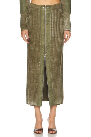 Diesel Zip Front Maxi Skirt in - Olive. Size L (also in M, S).