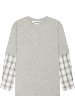 AFTER PRAY Layered Long Sleeve T-Shirt in - Grey. Size S (also in ).