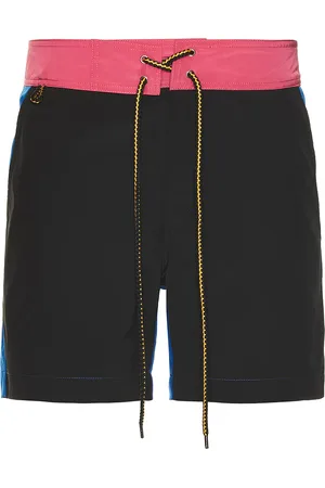 Double Rainbouu Side Pocket Surf School Short in Black Red & Blue Multi Panel - Black. Size L (also in XL/1X).