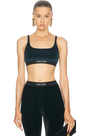 Tom Ford Signature Velour Bralette in - Green. Size XS (also in S).