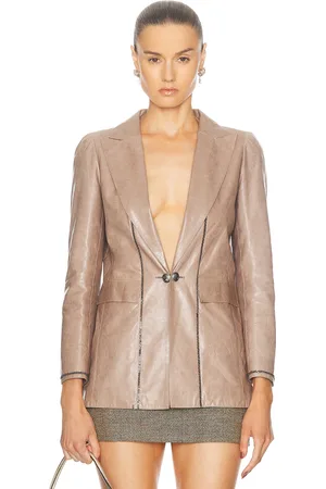 CHANEL Leather Blazer in - . Size 38 (also in ).