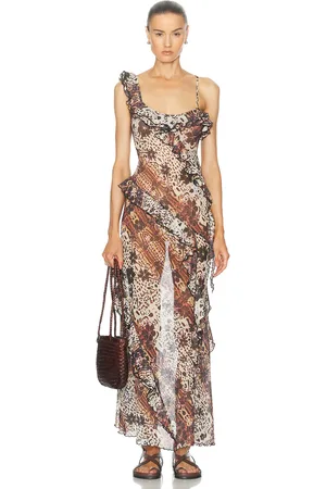 SIEDRES For FWRD Halter Neck Long Dress in - Brown. Size L (also in XL, XXL).