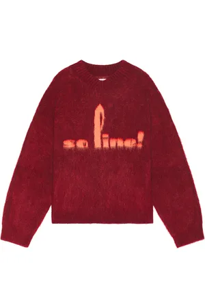 MARTINE ROSE Brushed Mohair V-Neck Jumper in - Red. Size L (also in ).