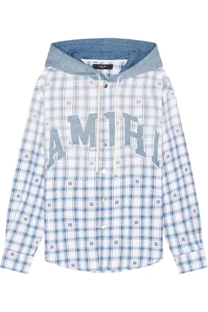 AMIRI Hooded Overshirt in - Baby Blue. Size L (also in ).